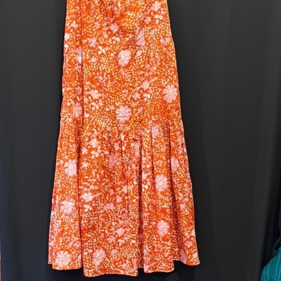 World Market Estrella Floral Dot Fall Orange Maxi Swing Dress Women’s Size S/M - Picture 12 of 13